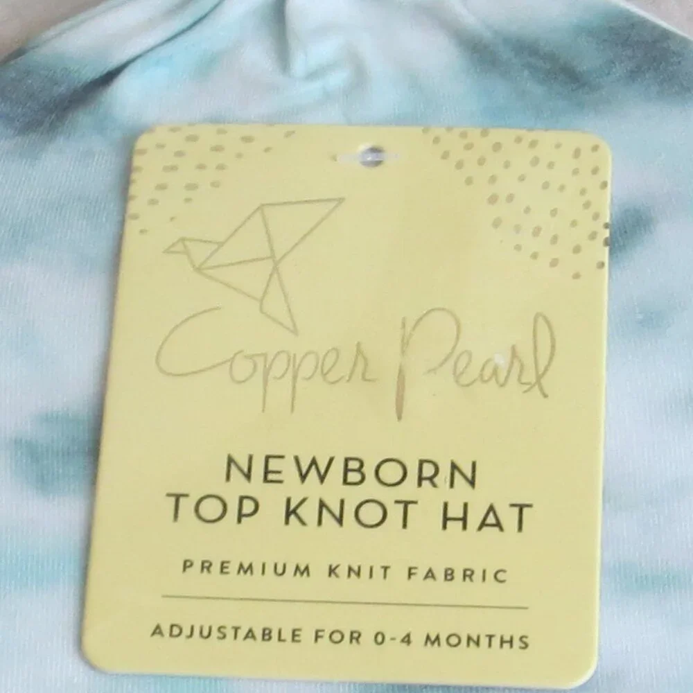 Copper Pearl Top Knot Baby Beanie Hat 'Bahama' Newborn 0-4 Months Green